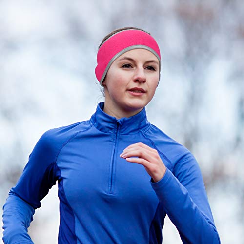Geyoga 2Pcs Winter Running Ear Warmer Headband for Women Men - color: Fluorescent Rose Red