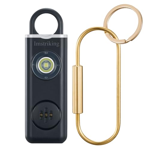 Rechargeable Personal Safety Alarm Keychain for Women,Self Defense Keychain Alarm with Strobe Light and 130dB Siren Help Women,Men,Elderly, Emergency Security Whistle Alert (Black)