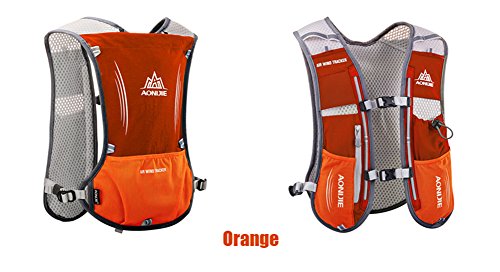 AONIJIE 5L Outdoor Sport Multifunctional Camping Backpack Cycling Running Climbing Hiking Hydration Vest Pack - color: Orange with 500ml Soft Flask