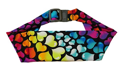 BANDI KIDS Pocket belt for Medical, Sports, Play Comfortable fit Adjustable waist pack, Made In USA - color: Neon Hearts