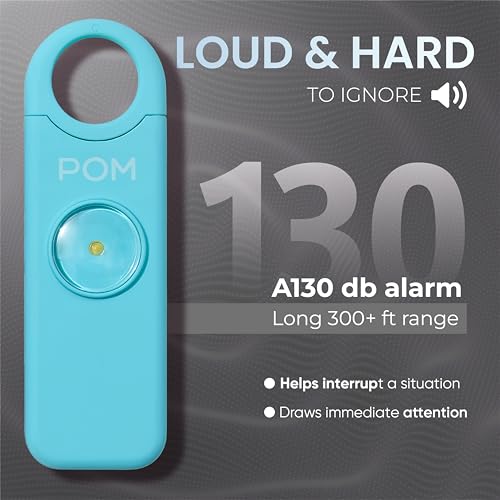 POM Pepper Spray & Personal Alarm Safety Kit – OC Self Defense Keychain Spray & Loud Emergency Alarm for Campus Safety, Women & Students - color: Black X Aqua, style: Keychain Model