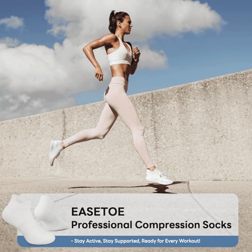 6 Pairs Ankle Compression Socks Women Men 15-20 mmHg Low Cut Athletic Running Arch Support for Travel Nurses Flight - color: Two-tone Multicolored