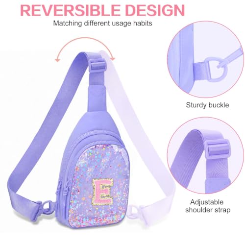 Birthday Gifts for for Girls Women- Small Initial Sling Bag Cross Body Bag Fanny Pack for Girls Purple Clear S - color: Purple Clear