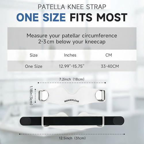 MANUEKLEAR V-Shaped Patella Bands, Adjustable Flex Wrap Patellar Tendon Support Strap for Men Women, Silicone Patella Knee Straps Suitable for Pain Relief Running Hiking Basketball, (2pcs) (White) - color: White