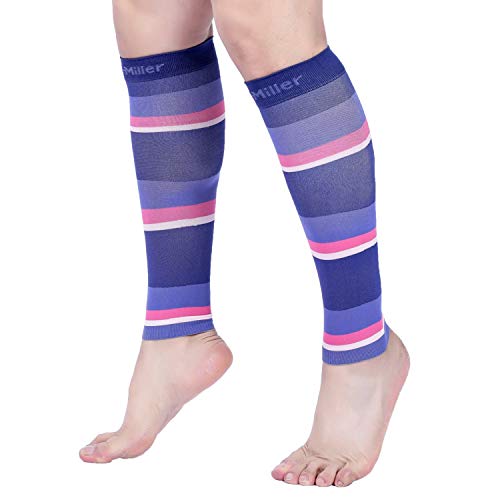 Doc Miller Calf Compression Sleeve 20-30 mmHg for Men & Women, 1 Pair - color: BlackPurplePinkPeach, size: Small