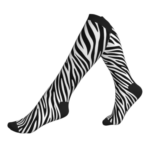 Compression Socks Knee High Circulation Support Socks For Women Men Athletic Running Hiking Cycling - color: Zebra