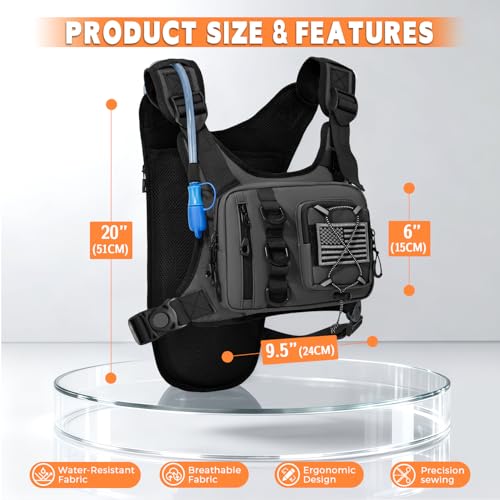 Outdoor Hydration Vest for Running & Hiking, Lightweight Breathable Water Backpack with 2.0L Bladder, Bounce-Free Chest Pack for Marathon, Cycling, Trekking for Men and Women - color: Gray