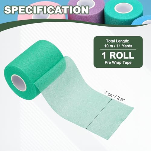 Pre Wrap Tape, Non-Slip Grip Cushion Wrap Prewrap Athletic Tape Fitting for (Tennis- Badminton - Pickleball - Sports) - color: Dark Green