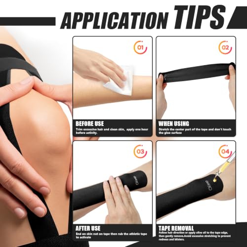 CKeep Kinesiology Tape, Elastic Precut Strips 4 Rolls, Black - color: Black, size: 4 Rolls