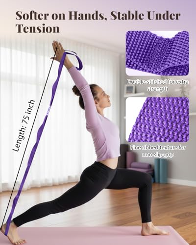 Trideer Stretching Strap with Loops for Physical Therapy,Non-Elastic - color: Purple
