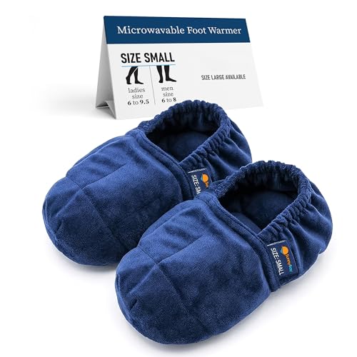 SunnyBay Microwavable Foot Warmer Slippers, Small, Navy Blue - size: Small