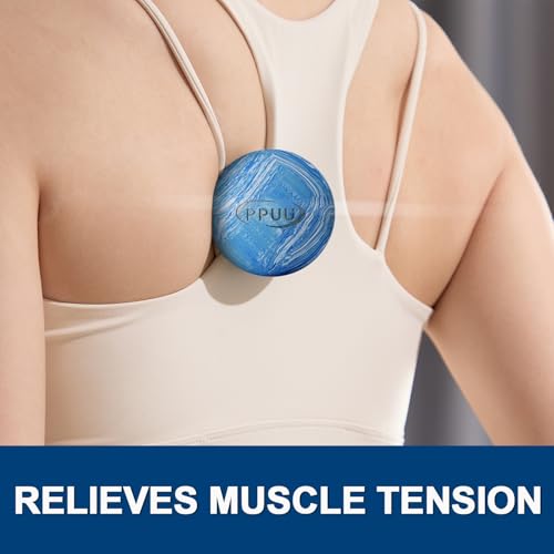 Massage Lacrosse Ball, 2.5 Inch Firm Solid Rubber Deep Tissue Ball for Myofascial Release, Plantar Fasciitis & Muscle Knot Relief, for Foot, Glutes, Shoulder Blades, Calves, 1 Count Blue-02 - color: Blue