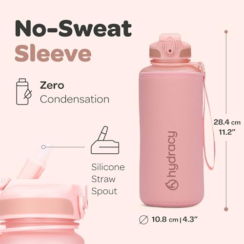 Hydracy 2L Large Water Bottle, Shatterproof, BPA Free Tritan Plastic, Leakproof, Zero Condensation, With Detachable Carry Strap, Spillproof Lid, Convenient Silicon Spout, Ideal for Gym, Yoga - color: Rose Gold, size: 64 oz