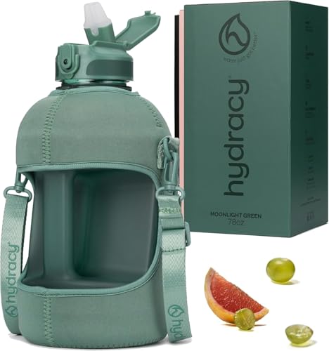 Hydracy 2.3L BPA-Free Tritan Plastic Water Bottle with Adjustable Shoulder Strap, Spill-Proof Lid, and Convenient Silicon Spout for Hydration on the Go - color: Moonlight Green, size: 78 oz