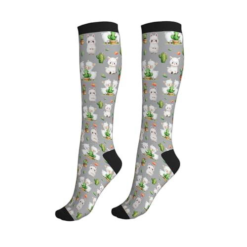 Compression Socks Knee High Circulation Support Socks For Women Men Athletic Running Work Hiking Cycling Travel - color: Alpaca