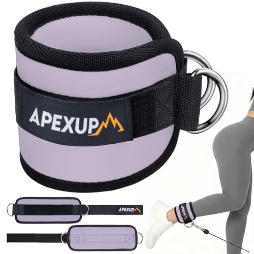 APEXUP Ankle Strap for Cable Machine, Ankle Resistance Bands, Cable Kick Back Ankle Straps for Gym, Glute Workouts, Leg Extensions, Adjustable Straps with Neoprene Padding - color: Pastel Purple, style: Pair