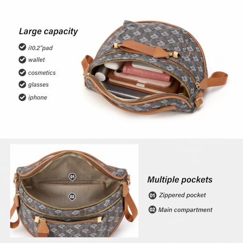 Makes Checkered Crossbody Bag Bum Bag for Women with Pouch - color: Khaki P