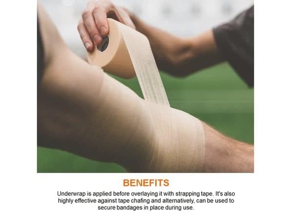 MuscleFix Underwrap Pre Wrap Foam for Use Under Rigid Tape | Soft Base Layer for Ankle, Knee, Wrist & Hand Support | Comfortable, Sweat-Resistant, Easy to Tear (5 cm X 20 mtr)