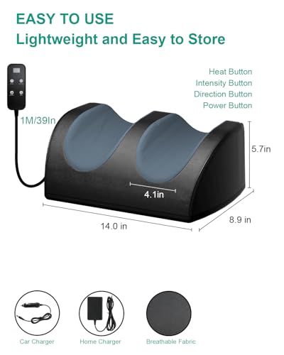 LINGTENG Foot Massager with Heat and Foot Massage, Electric Foot Massager with Cord Remote Control, Birthday Gifts for Mom and Dad (Black - Corded Electric) - style: FM02