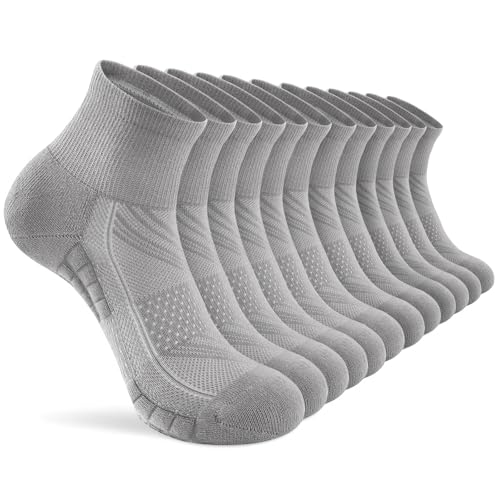 Ankle Socks Women White Black, 6/12 Pairs Running Quarter Socks - color: Light Gray, size: 8-11