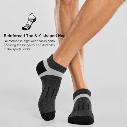COOPLUS Mens Cushioned Ankle Running Socks Athletic Low Cut Moisture Wicking Cotton Short Sports Socks 7 Pairs - color: 7 Pairs Dark Gray