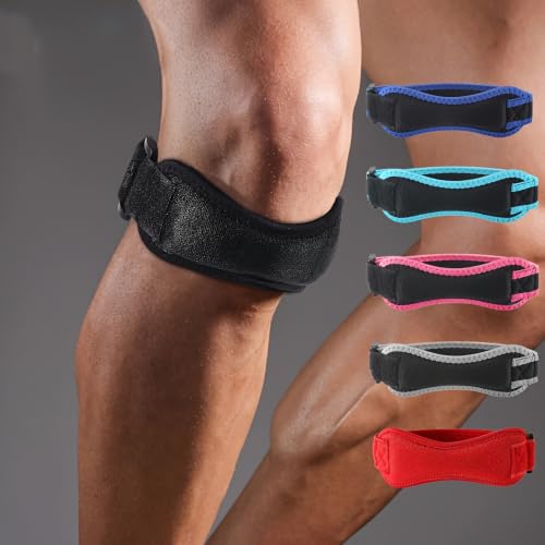 Patella Knee Brace Strap Lightweight Breathable Compression Support Adjustable for Running Basketball Yoga Jump Rope - color: pink