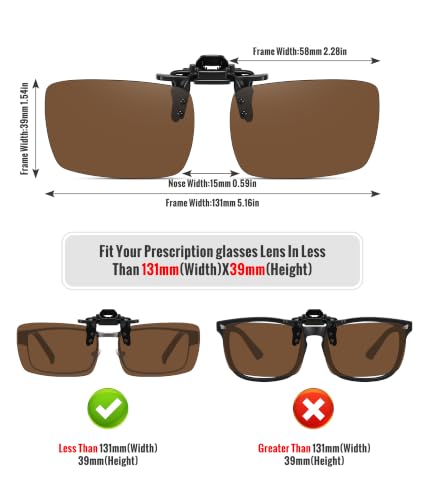 MEETSUN Polarized Clip On Sunglasses for Men Women, Fit Over Glasses - color: 2pack-black+brown
