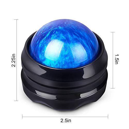 Solacium Manual Massage Roller Ball - Massager and Therapy Tool for Sore Muscles, Shoulders, Arms, Neck, Back, Feet, Body, Deep Tissue, Stiffness, Joint Pain, Stress Relief - color: Blue