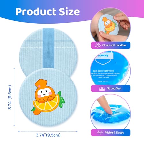 samply Small Gel Ice Packs, 4 Mini Reusable Cold Packs with 2 Cute Covers - color: Blue