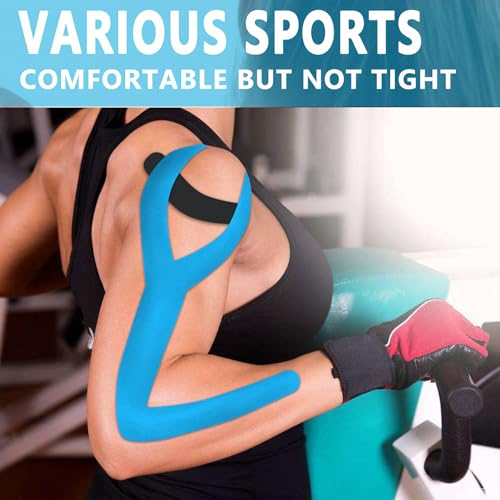 SOON GO Kinesiology Tape, 2IN x 16.4FT Uncut Athletic Tape, Waterproof Breathable Latex-Free, Muscle Recovery & Joint Support, Dark Blue (1/2/5 Rolls) - color: Dark Blue, size: 1 Count (Pack of 1)