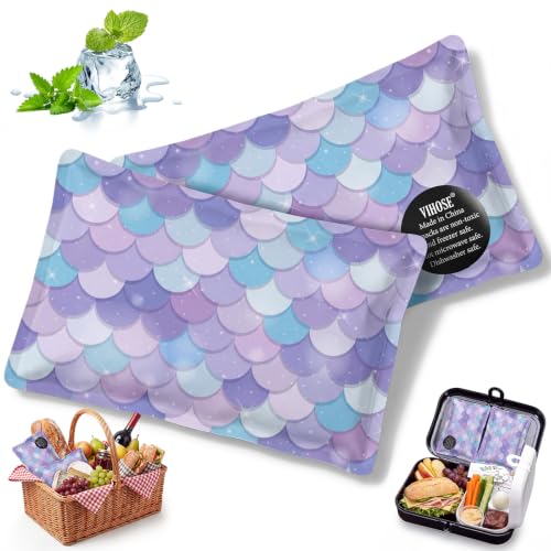 VIHOSE 2 Pcs Ice Packs for Lunch Box Bag - color: Purple, style: Mermaid