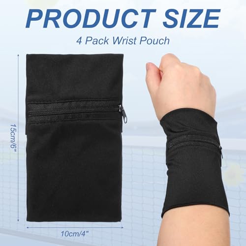 Wrist Pouch Wrist Wallet Wristband with Zipper Sports Sweatbands - color: Black