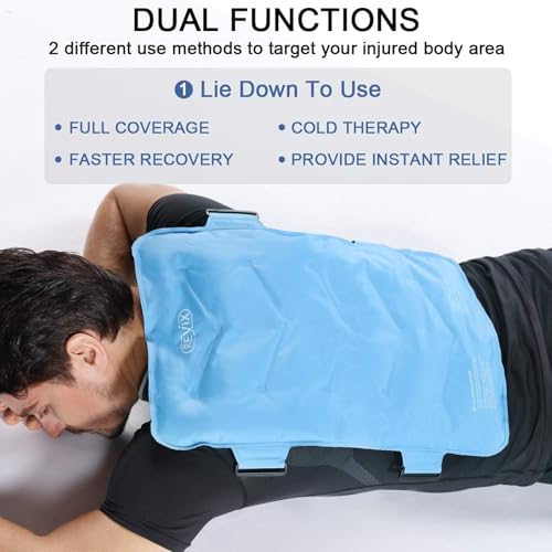 REVIX XXL Full Back Ice Pack Wrap, Large Gel Packs for Injuries Reusable - color: Blue