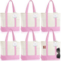 Shinylin Mini Canvas Tote Bags with 2 Pockets - color: Pink and Beige