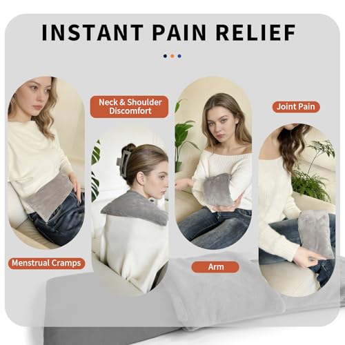 Microwavable Neck Heating Pad with Washable Cover – Unscented Rice Bean Hot Pack for Shoulder, Back, Cramps – Soft Weighted Neck Warmer for Hot/Cold Compress, Sore Muscles & Joints–17.3"×5.3", 1.5 lbs
