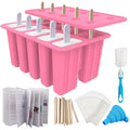 10-Cav Popsicle Molds, Silicone Ice Pop Mold for DIY Frozen Treats - color: Pink