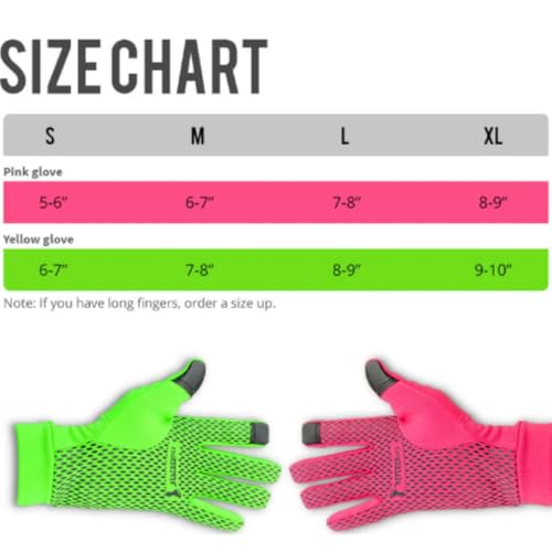 ReflecToes Reflective Winter Running Gloves, Hi Vis Neon Traffic Gloves Men - color: Pink, size: X-Small