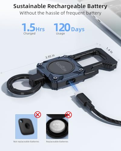 ExtreLife Keychain, Works with Apple Find My, Bottle Opener, Carabiner Car Key Chains with Gps Tracker - color: Blue