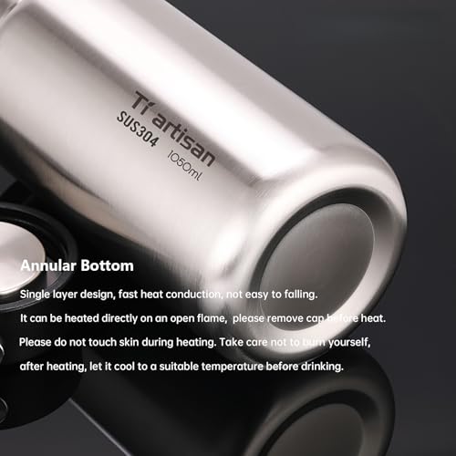 Stainless Steel Water Bottle 1050ml Wide Mouth with Loop Cap - color: With Loop Cap