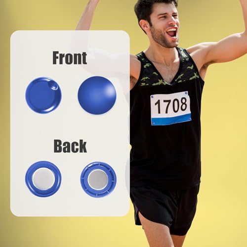 BOXOB 10 Pairs Magnetic Race Bib Clips, Marathon Race Number Buckle Running Bib Magnets Pins Holder for Runners Field Triathlon Cycling Competition (White & Dark Blue) - color: White & Dark Blue