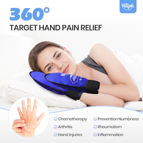 Hilph Hand Ice Pack Gloves for Pain Relief 2 Pack, Hot Cold Therapy Gloves