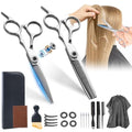 21Pcs 440C Hair Cutting Scissors Kit, Hair Scissors & Thinning Scissors Set - color: Silver