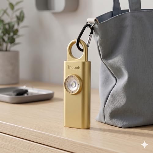 Thopeb Personal Safety Alarm for Women – Superior Loud Siren & SOS Strobe - color: Metallic Gold