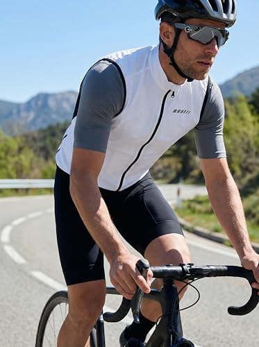 qualidyne Men's Windproof Cycling Vest, Full-Zip, 3 Rear Pockets - color: White, size: Small