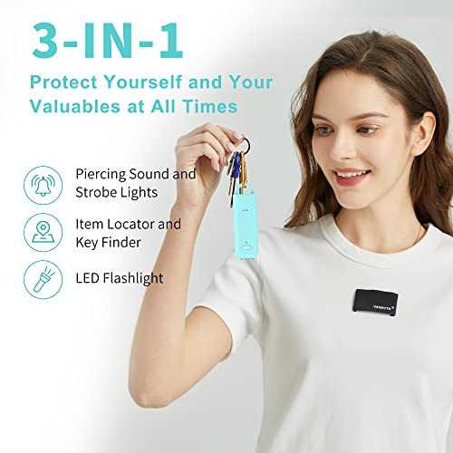 3-in-1 Personal Safety Alarm with Apple Find My - 130dB Emergency Siren, LED Strobe Flashlight, GPS Tracker Keychain for Women, Kids, Seniors - Real-Time Location, Anti-Loss, iOS Only - color: Aqua