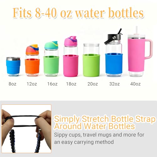 Water Bottle Handle Strap - color: Camo Blue/Black
