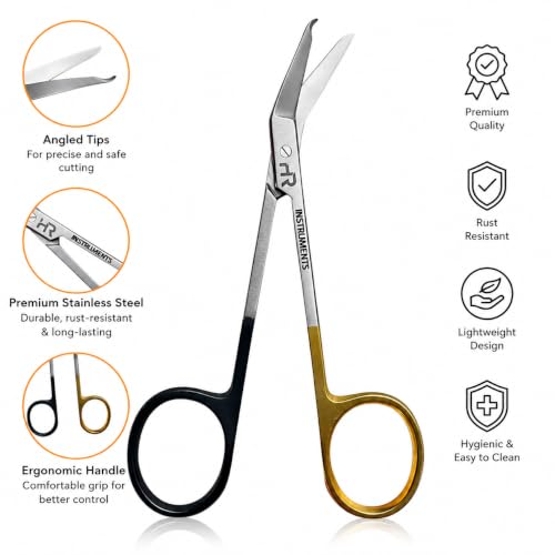 Suture Stitch Scissors with Delicate Hook Surgical Nursing Medical Scissors Perfect for Suture Removal, First Aid, EMS Training Premium Quality Instrument- Stainless Steel (Angler, 11CM) - color: Angler, 11CM