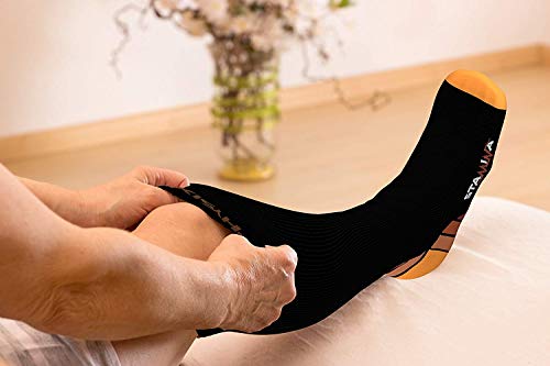 Physix Gear Compression Socks 20-30 mmHg - Men & Women - Running, Nurses, Shin Splints, Flight, Travel - color: Black/Orange, size: XX-Large