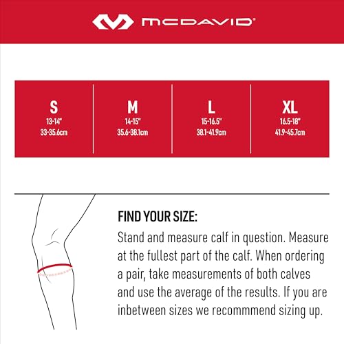 McDavid Calf Compression Sleeve for Men and Women – Latex-Free Light Support for Shin Splints, Varicose Veins, Calf Strains – for Running, Walking, Hiking - size: Medium