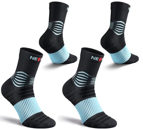 NEENCA Professional Compression Socks for Women Men Circulation, 20-30 mmHg - color: Black Blue - 2 Pairs, size: Small